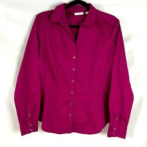 New York & Company Women's Long Sleeve Button Down Blouse Size Medium